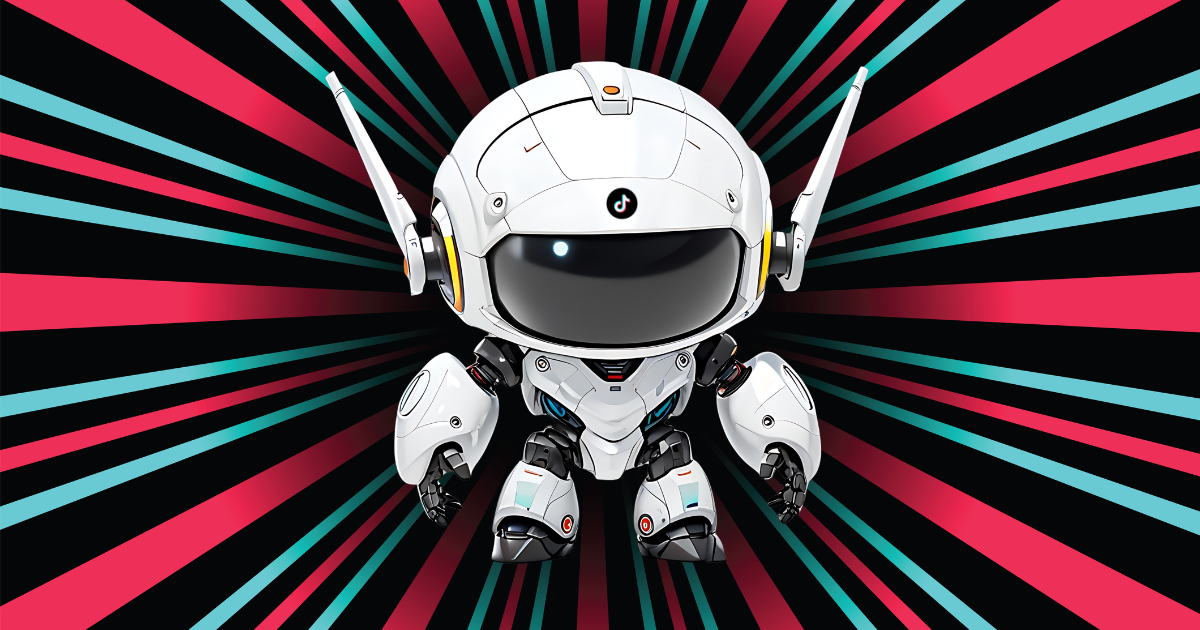 TikTok auto-reply bot illustration with TikTok brand colors