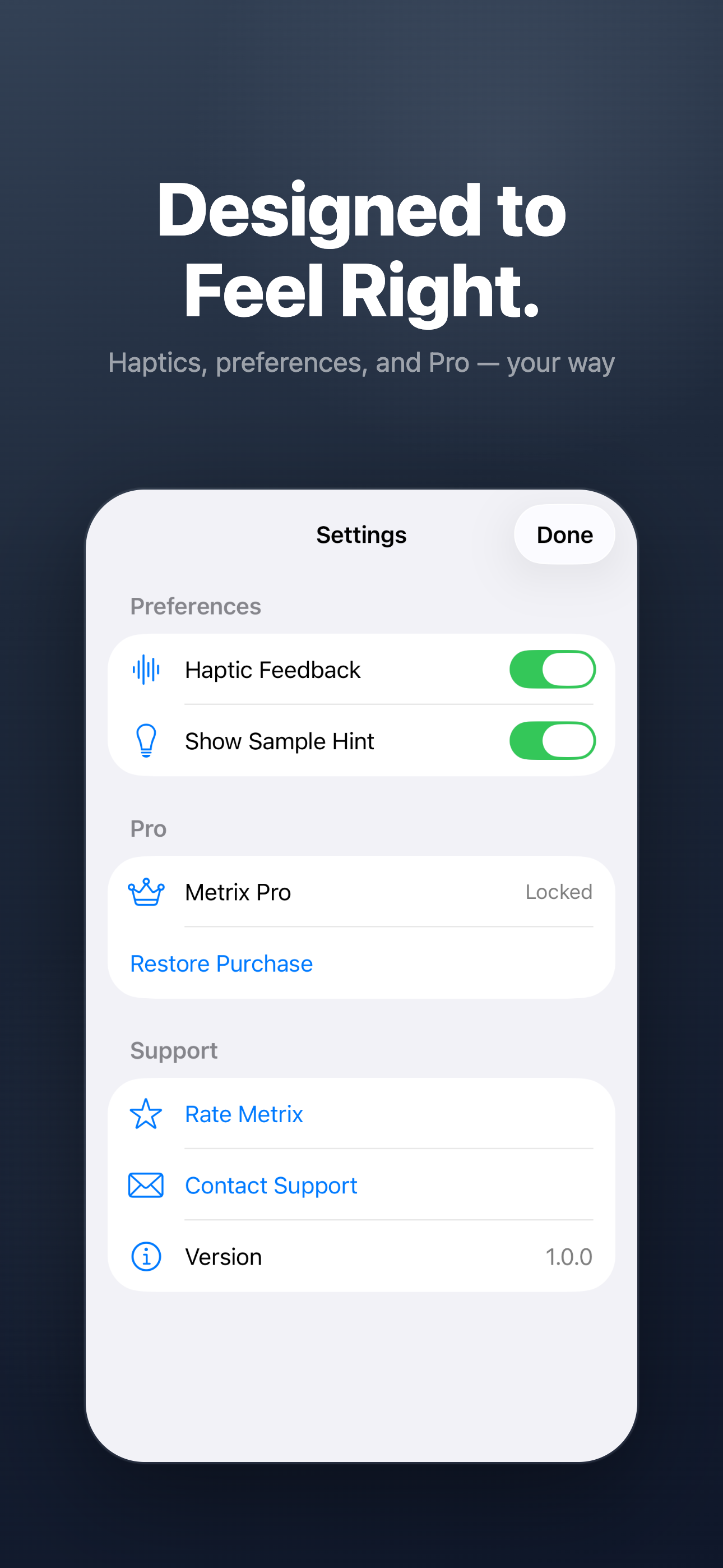 Settings and preferences