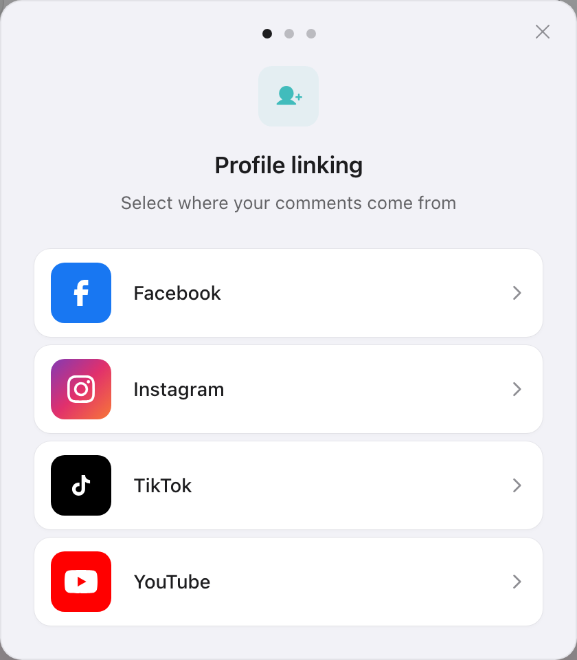 El diálogo de vinculación de perfiles con YouTube listo para conectar