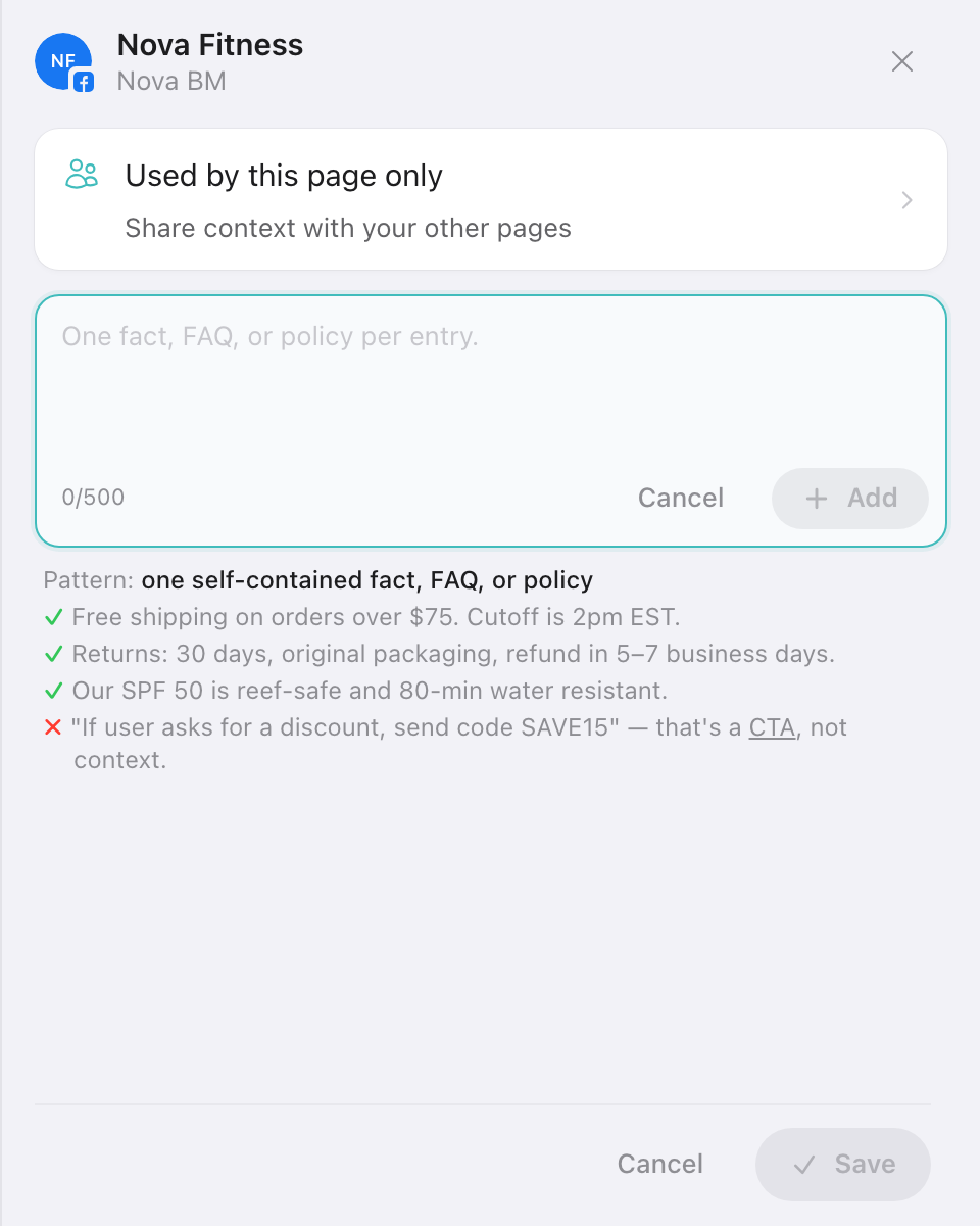 Adding a context entry