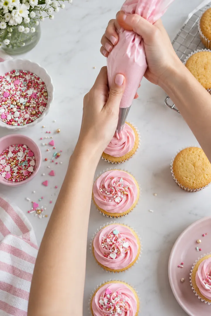 pink velvet cupcakes 🧁 recipe pinned at the top of the comments